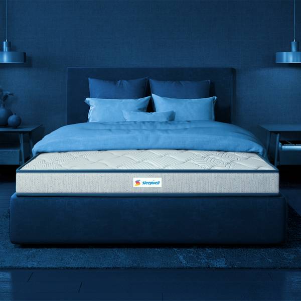 Sleepwell Nexa Classic Resitec Foam White & Blue 5 inch King Memory