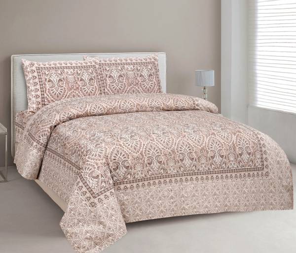 CLOTHOLOGY 240 TC Cotton King Jaipuri Prints Flat Bedsheet