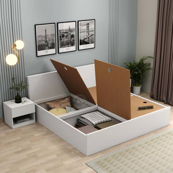Wooden Street Harper Queen Size Bed with Storage in Premium Engineered Wood Engineered Wood Queen Box Bed