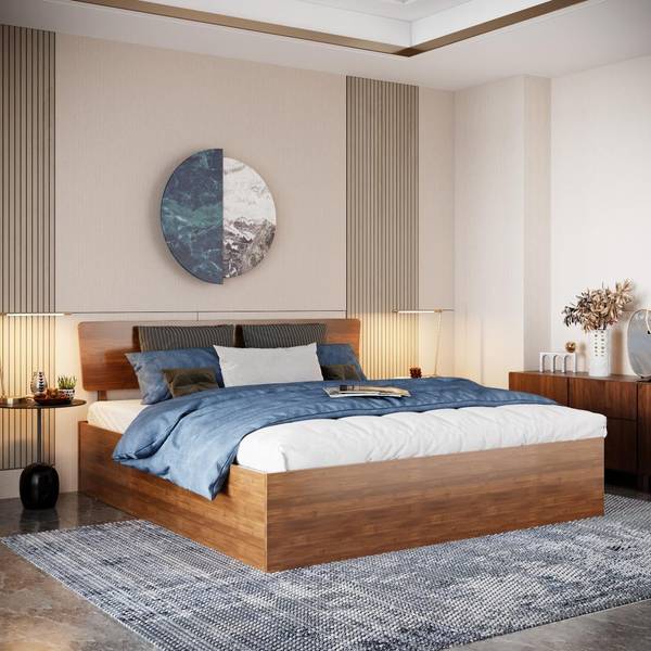Wakefit Swirl Solid Wood King Box Bed