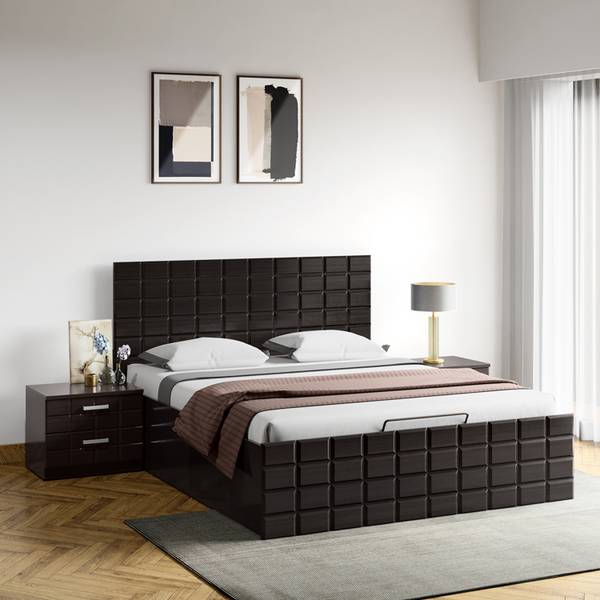 Godrej Interio Chocolate V2 Engineered Wood Queen Hydraulic Bed
