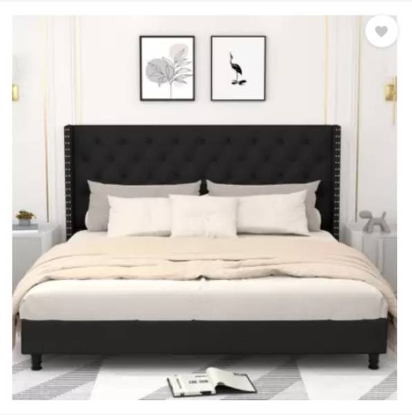 Flipkart Perfect Homes Button Tufted & Diamond Line Headboard For Bedroom Engineered Wood King Bed