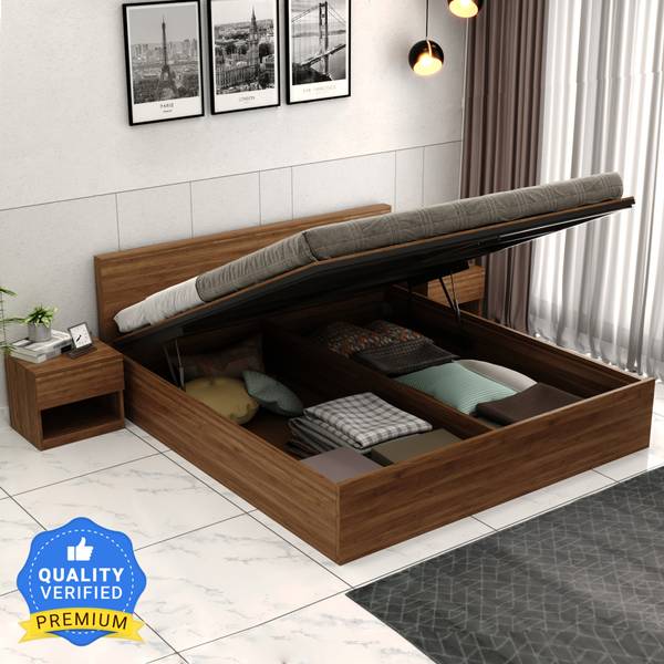 Wooden Street Harper Wood Bed With Hydraulic Storage For Bedroom/Guestroom Engineered Wood King Hydraulic Bed