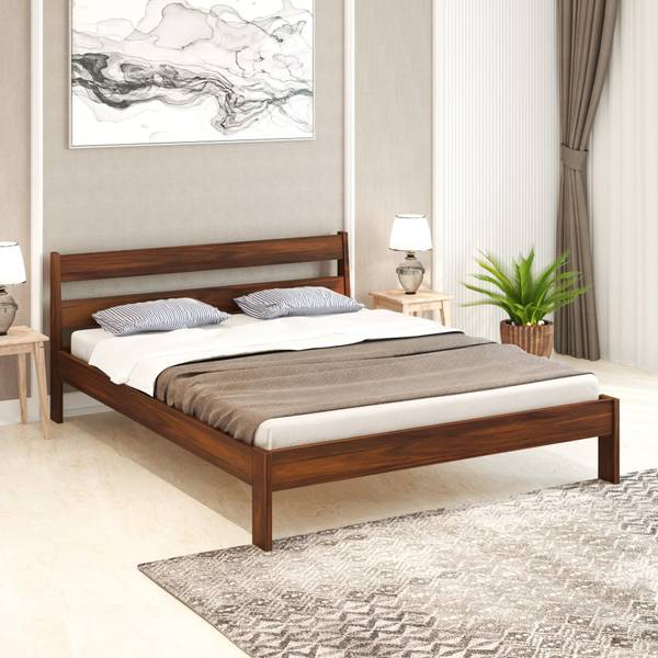 BLUEWUD Roverb King Size Double Bed Without Storage for Bedroom Home Furniture Engineered Wood King Bed