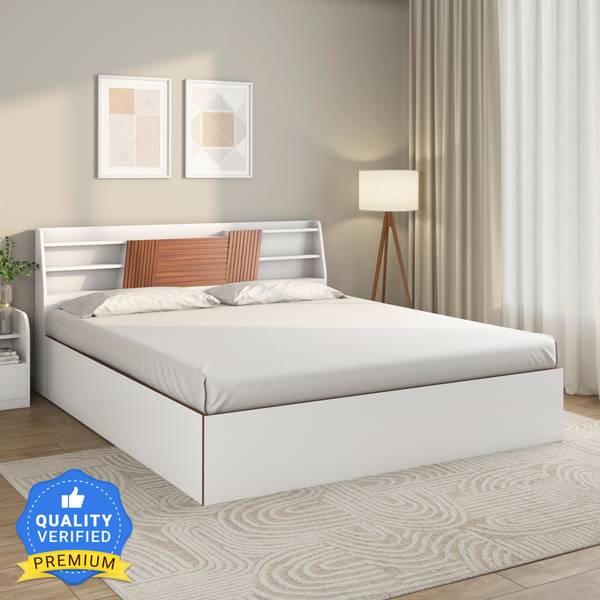 Nilkamal Slew Max Storage Bed | Headboard Storage | 1 Year Warranty Engineered Wood Queen Box Bed