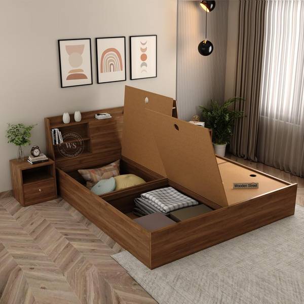 Wooden Street Celestia Wood Double Bed With Box Storage For Bed Room/Kids Room Engineered Wood King Box Bed