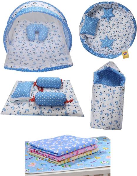 Fareto Combo Baby Mattres Net | 1 Bag | 4 Pcs Bed Set | 4 Sheet| 4 Nest set