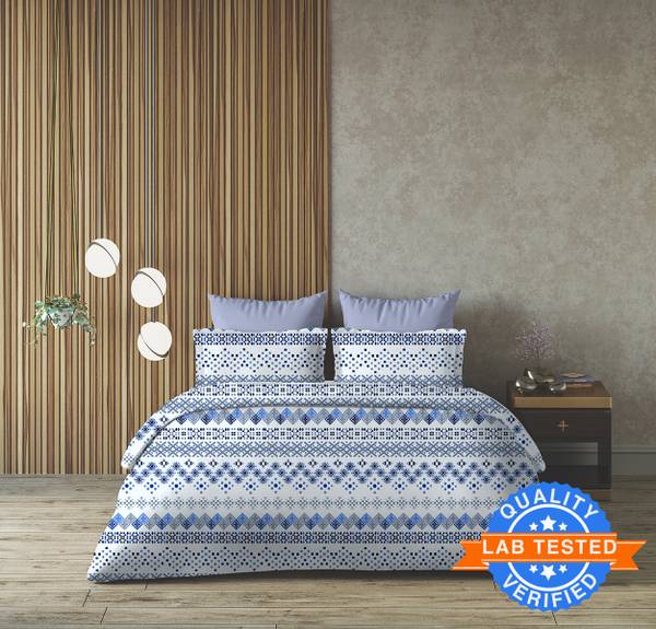 Arvind 120 TC Cotton Queen Geometric Flat Bedsheet