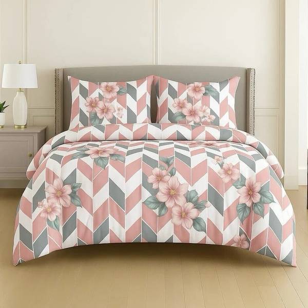 LUMORA NEST 300 TC Cotton Queen Floral Flat Bedsheet
