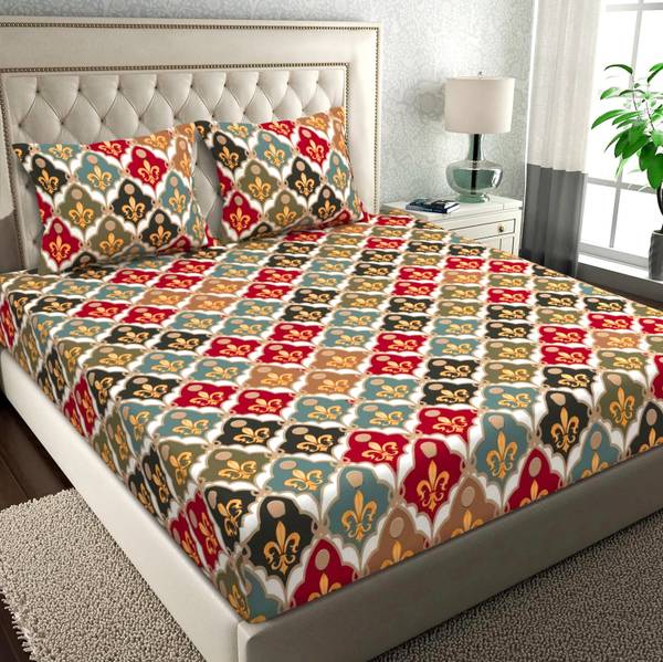 VAS COLLECTIONS 144 TC Microfiber Double Abstract Flat Bedsheet