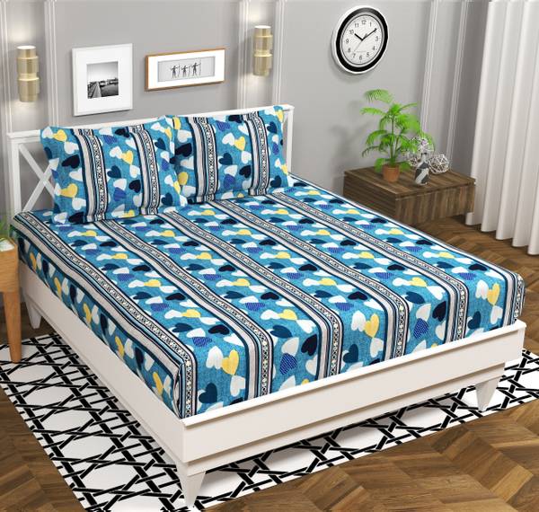 VAS COLLECTIONS 160 TC Cotton Double Floral Flat Bedsheet