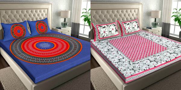 Flipkart SmartBuy 104 TC Cotton Double Floral Flat Bedsheet