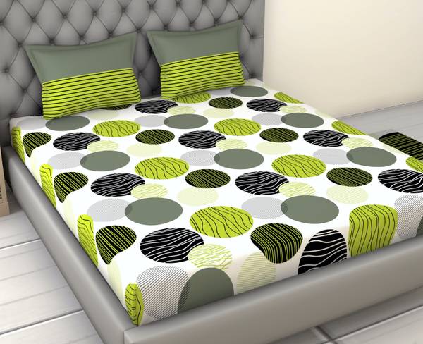 LORETO 144 TC Cotton King Polka Flat Bedsheet