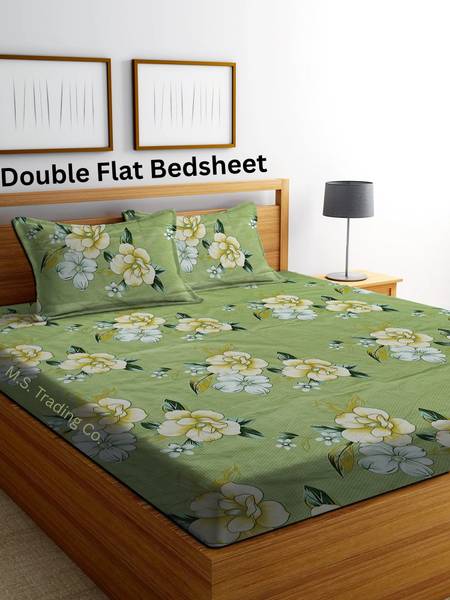M.S. Trading Co. Cotton Double Flat 144 TC Printed Bedsheet