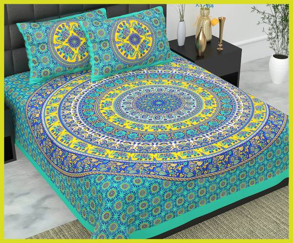 JAIPUR PRINTS 220 TC Cotton Double, Queen Printed Flat Bedsheet