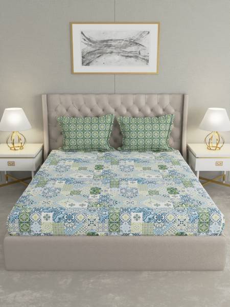 Raymond Home 144 TC Cotton Double Printed Flat Bedsheet