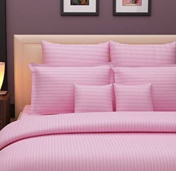 YASHI DCOR 120 TC Cotton King Striped Flat Bedsheet