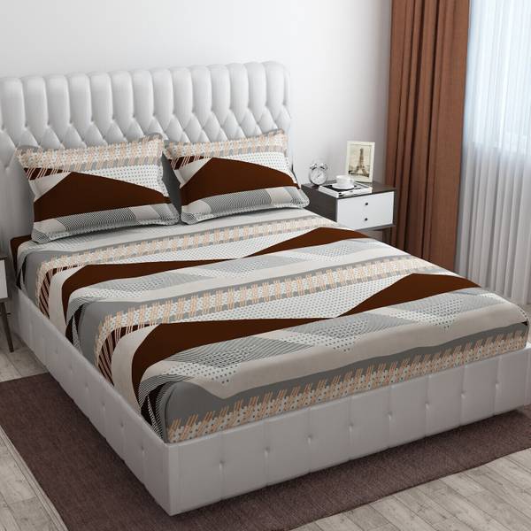 Cotton Bolls Textiles Cotton King Fitted (Elastic) 300 TC Printed Bedsheet