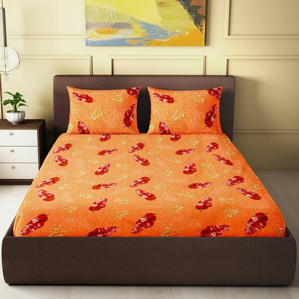 CARLTON LONDON 120 TC Cotton Double Printed Flat Bedsheet