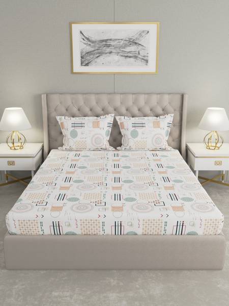 Raymond Home 210 TC Cotton King Geometric Flat Bedsheet