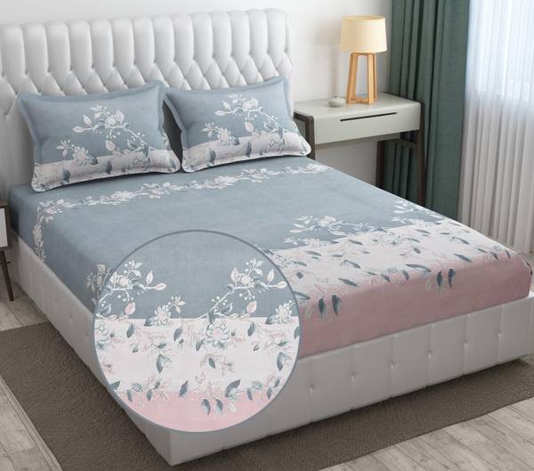 TINDLER KNOTS 300 TC Microfiber, Cotton King Printed Fitted (Elastic) Bedsheet