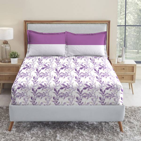 TRIDENT 120 TC Cotton Double Floral Flat Bedsheet
