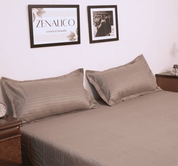 zenalico 250 TC Cotton Double Striped Flat Bedsheet