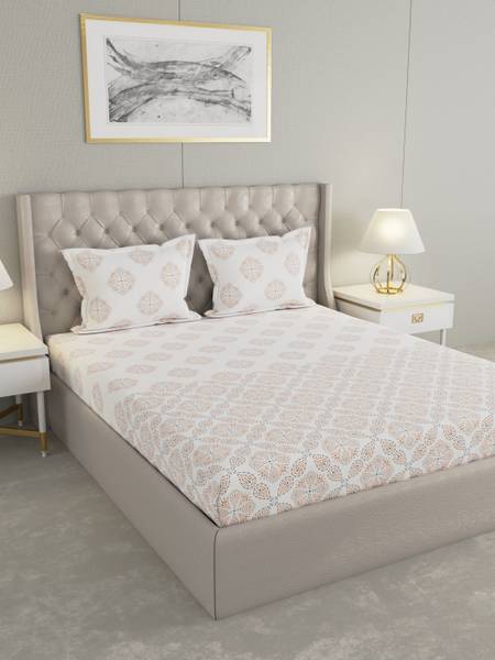 Raymond Home 200 TC Cotton King Motifs Flat Bedsheet