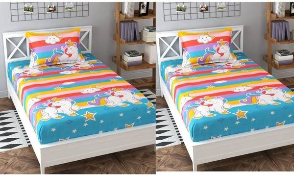 Koli Trading 190 TC Cotton Single Printed Flat Bedsheet