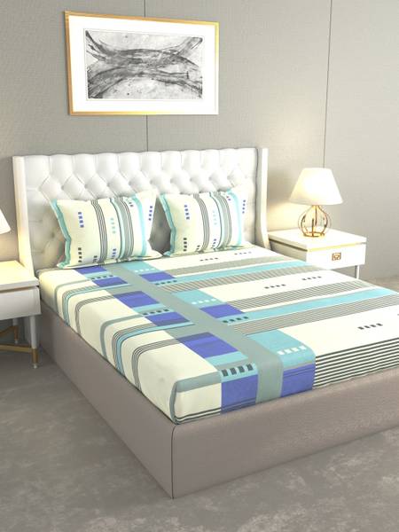 Raymond Home 120 TC Cotton Double Geometric Flat Bedsheet