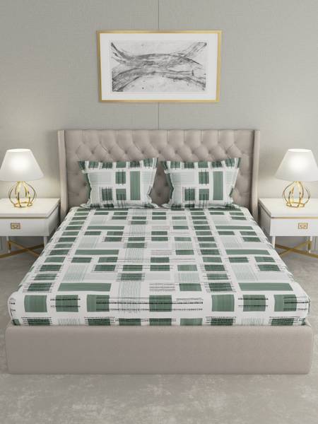 Raymond Home 104 TC Cotton Double Geometric Flat Bedsheet
