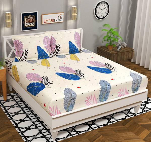 VAS COLLECTIONS 144 TC Microfiber Double Abstract Flat Bedsheet