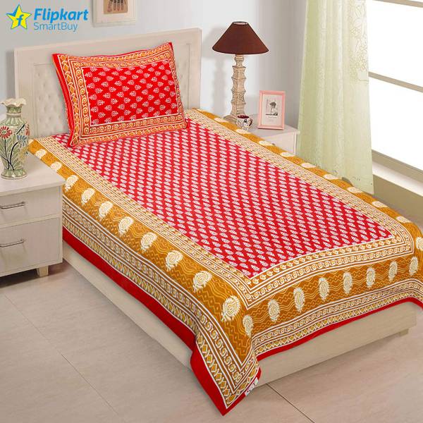 Flipkart SmartBuy 180 TC Cotton Single Jaipuri Prints Flat Bedsheet