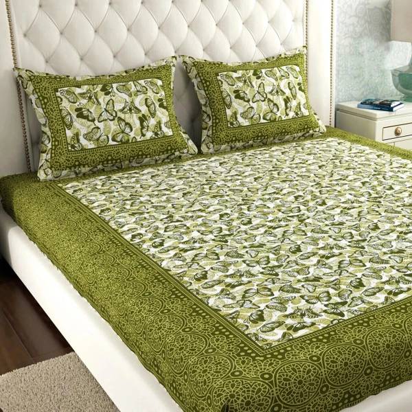 JAIPUR PRINTS Cotton Double, Queen Flat 220 TC Printed Bedsheet
