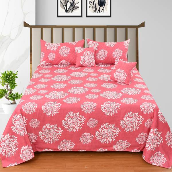 CLOVIS KRAFTS 300 TC Cotton King Floral Flat Bedsheet
