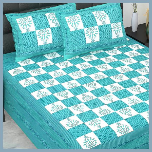 JAIPUR PRINTS 160 TC Cotton Double Jaipuri Prints Flat Bedsheet