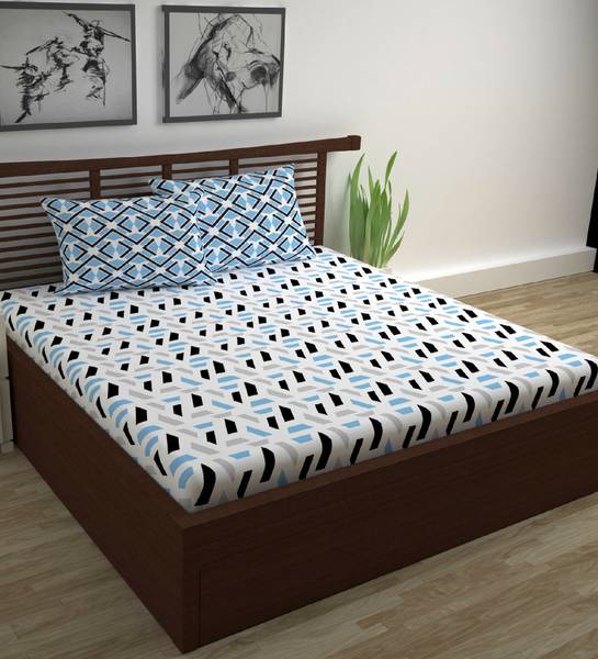 Divine Casa 144 TC Cotton Double Floral Flat Bedsheet