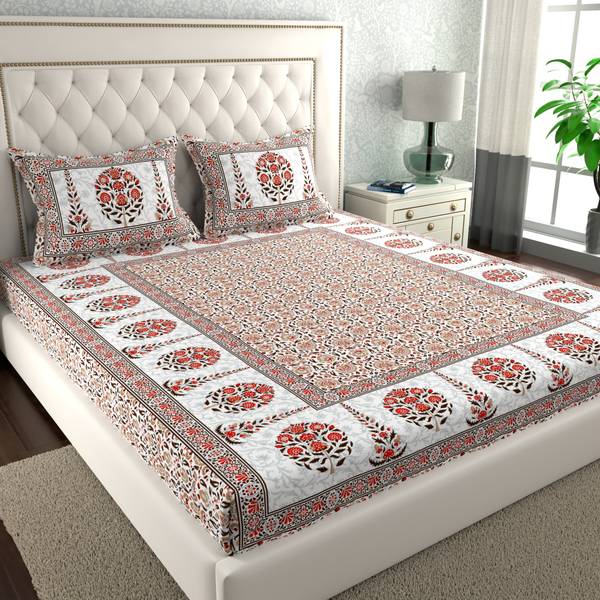 LA VERNE 120 TC Cotton King Motifs Flat Bedsheet