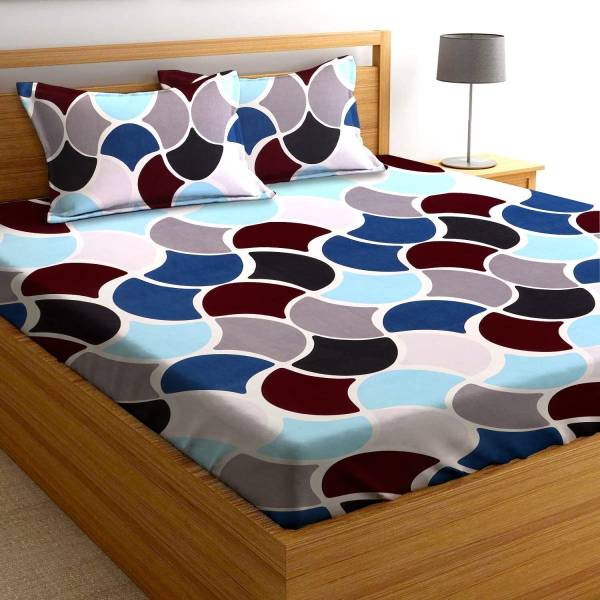HOMETIC 320 TC Cotton King Checkered Fitted (Elastic) Bedsheet