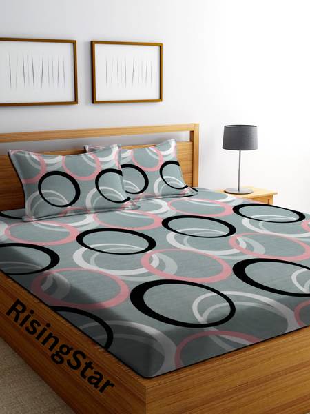 RisingStar 250 TC Cotton Double Printed Flat Bedsheet