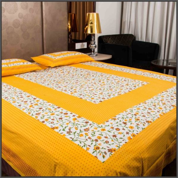 Leo Creation 144 TC Cotton Double Jaipuri Prints Flat Bedsheet