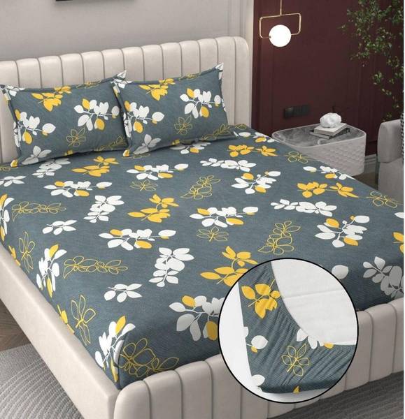 Rumps 350 TC Cotton, Microfiber King Striped Fitted (Elastic) Bedsheet
