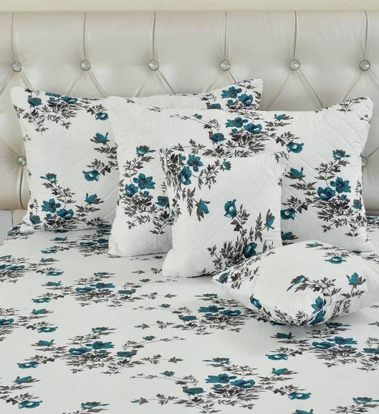 GAARVI HOMES 300 TC Cotton King Floral Fitted (Elastic) Bedsheet