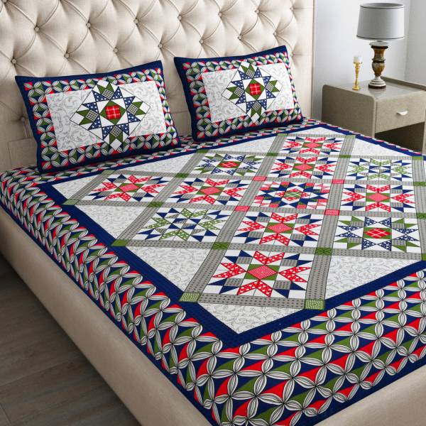 Leo Creation 144 TC Cotton Double Jaipuri Prints Flat Bedsheet