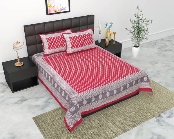 Sugun Cotton Double Flat 104 TC Jaipuri Prints Bedsheet