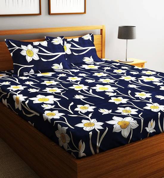 Fashion String 144 TC Microfiber Double Floral Flat Bedsheet
