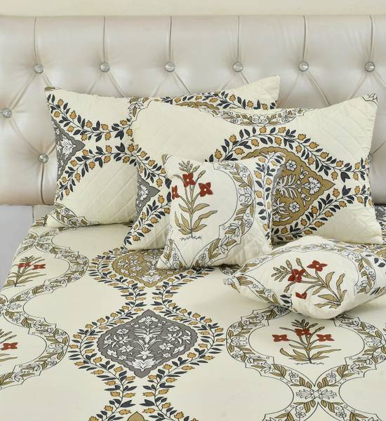 CLOVIS KRAFTS Cotton King Fitted (Elastic) 240 TC Printed Bedsheet