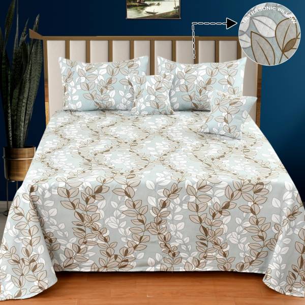 New Click Shop 280 TC Cotton Double Floral Flat Bedsheet