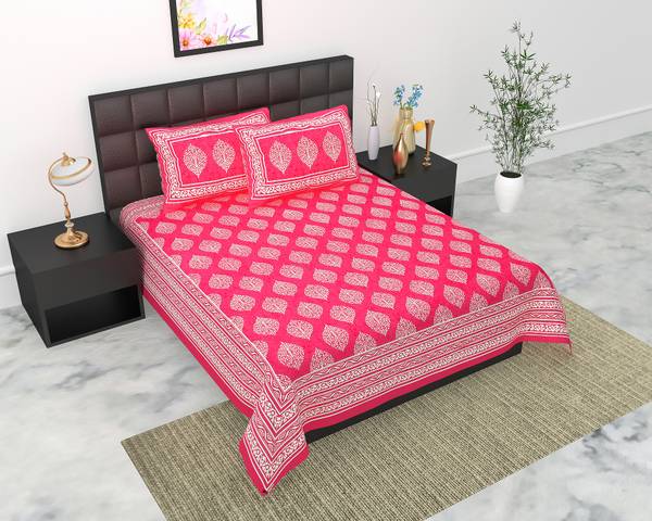 Sugun Cotton Double Flat 104 TC Jaipuri Prints Bedsheet