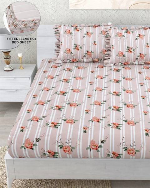 Dream Weaverz 260 TC Polycotton Double Floral Fitted (Elastic) Bedsheet